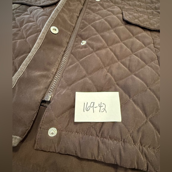 Nautica quilted brown removable hoodie coat zip snaps pockets SZ LG - Picture 12 of 13